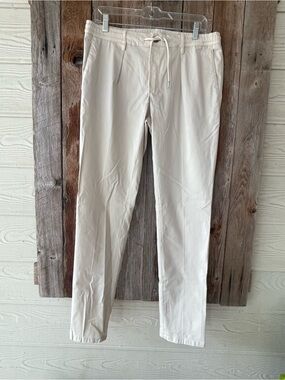 Profuomo Men's Casual Drawstring Pants in Off-White